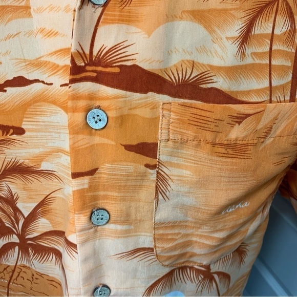Maui Hawaii Vintage Orange Tropical Sunset Casual Button up Shirt Short Sleeve S - Picture 6 of 10